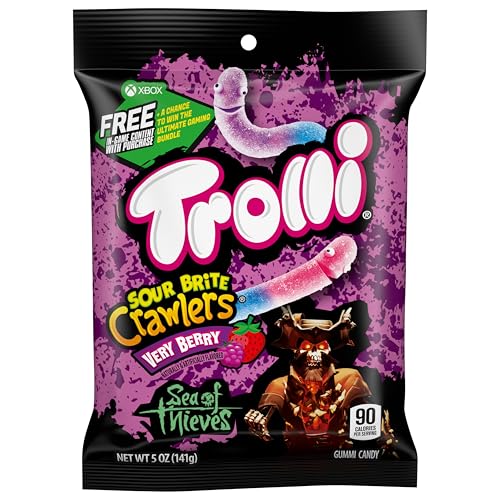 Trolli Sour Brite Crawlers Very Berry party platter with colorful gummies.