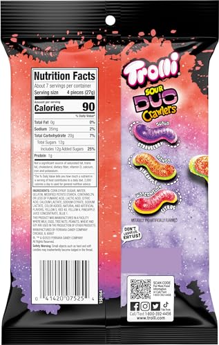 Trolli Sour Brite Duo Crawlers vibrant worms close-up ideal for sharing with friends