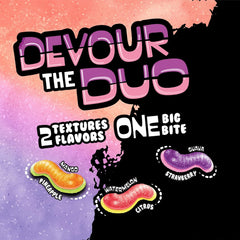 Trolli Sour Brite Duo Crawlers Mango Pineapple flavor close-up reveals tangy tropical notes