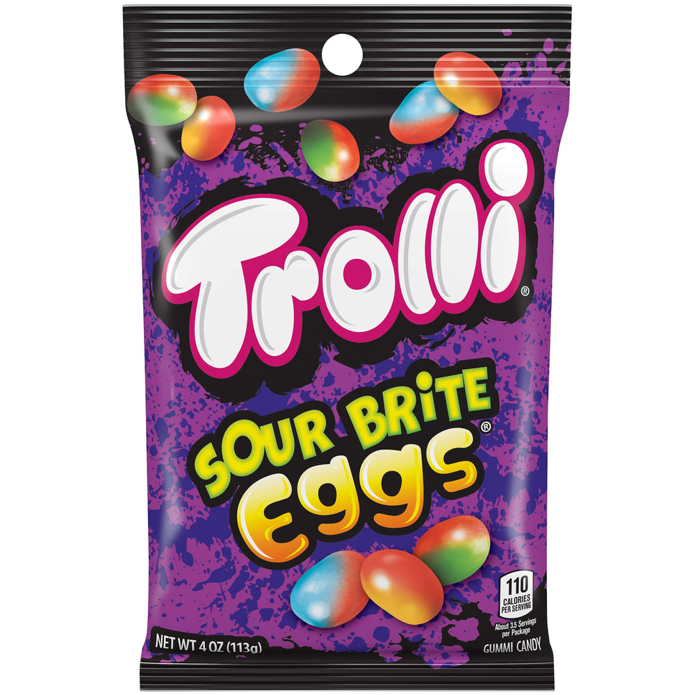 Trolli Sour Brite Eggs mixed flavors, colorful shells for a bold tangy snack.
