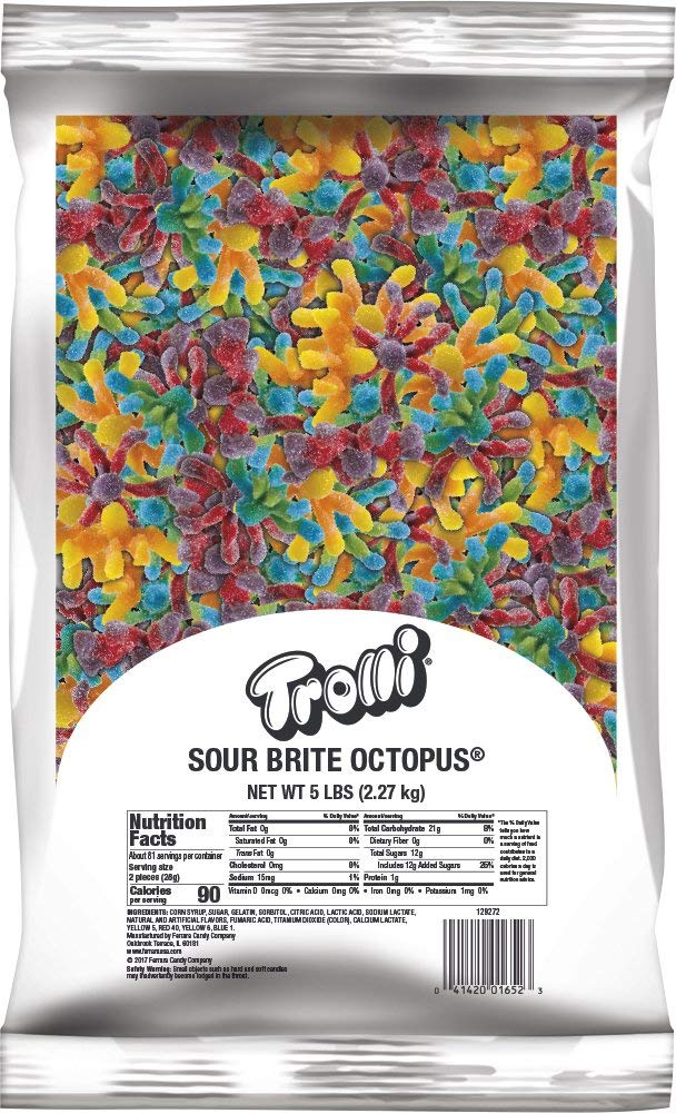 Trolli Sour Brite Octopus bulk bag of colorful gummies ready for sharing