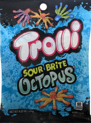 Colorful assortment of TROLLI Octopus gummies spilled for fun snacking.
