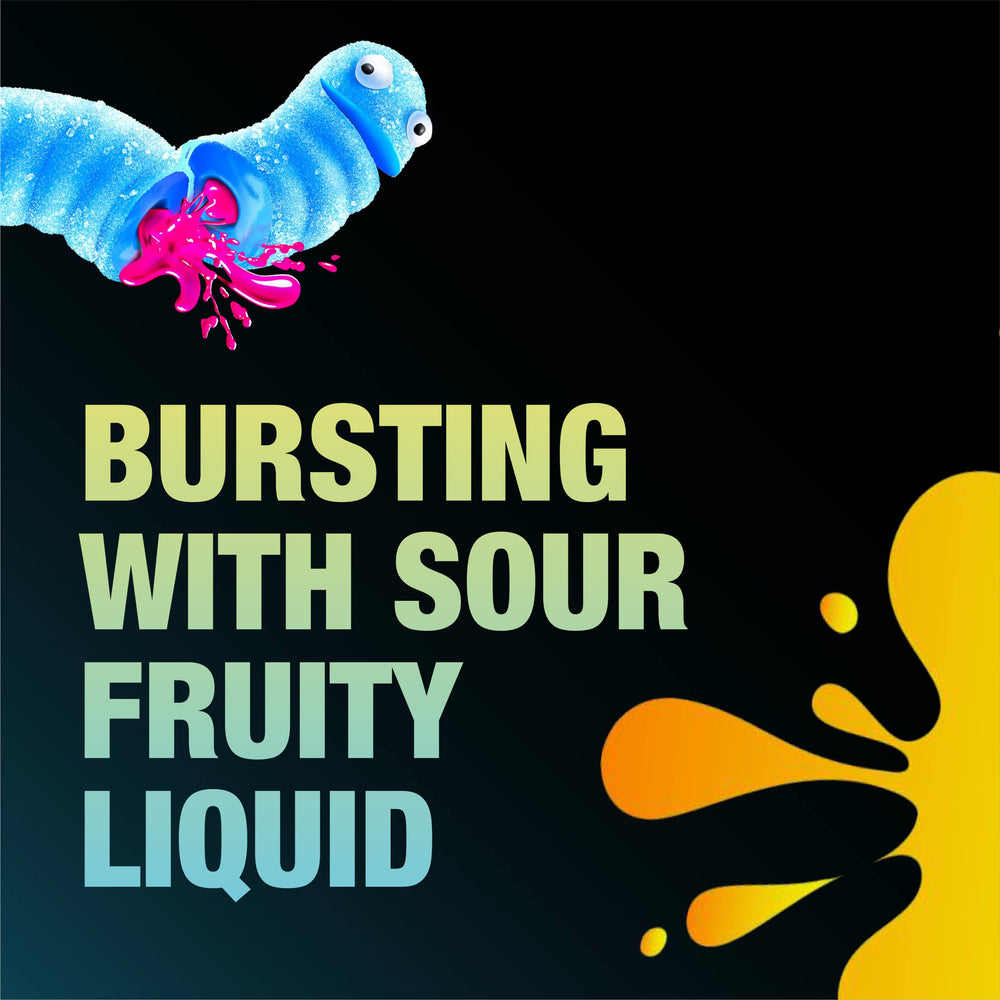 Open Trolli bag with colorful crawlers spilling, ideal party snack display.