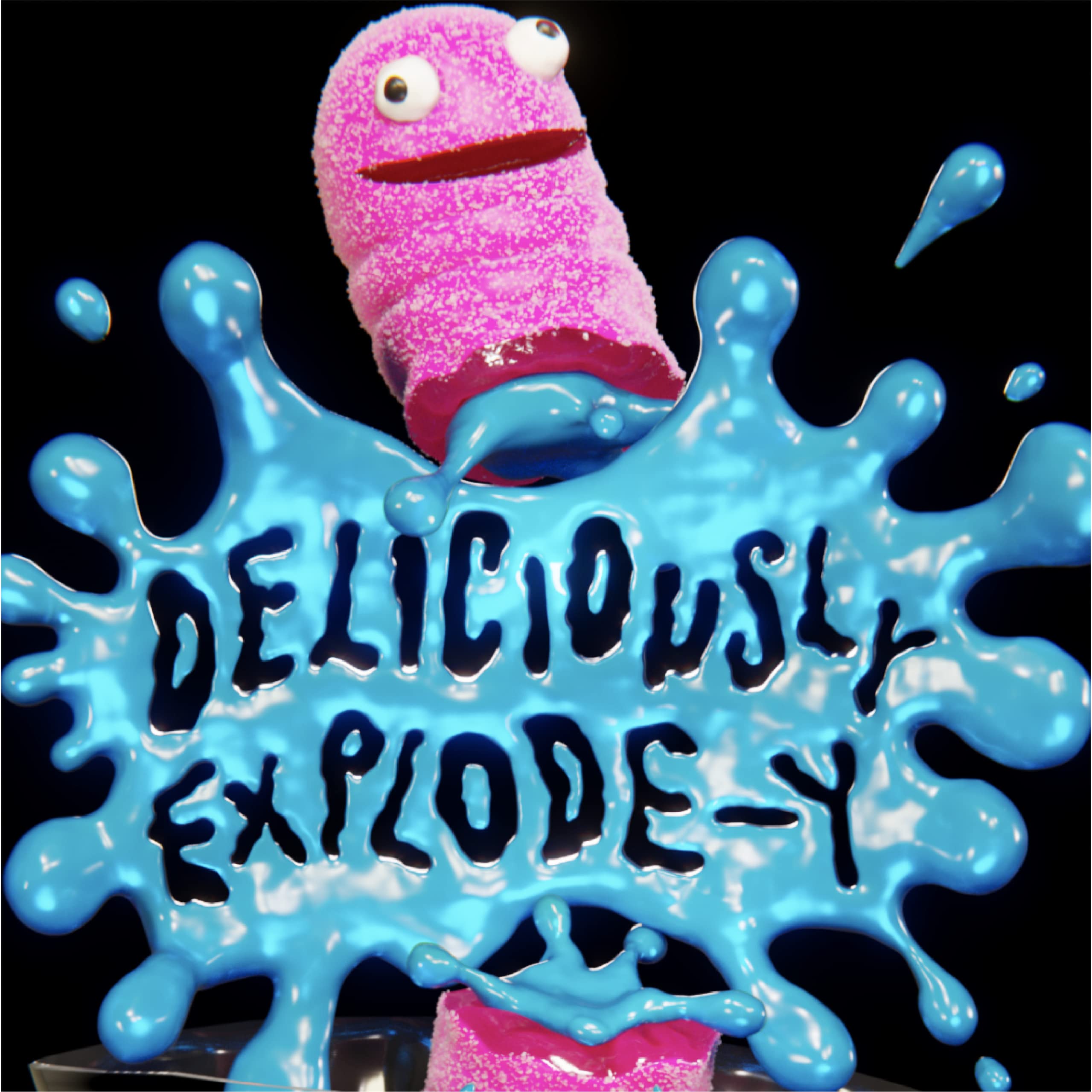 Classic outer sour gummy bursts to reveal fruity liquid center, Trolli.