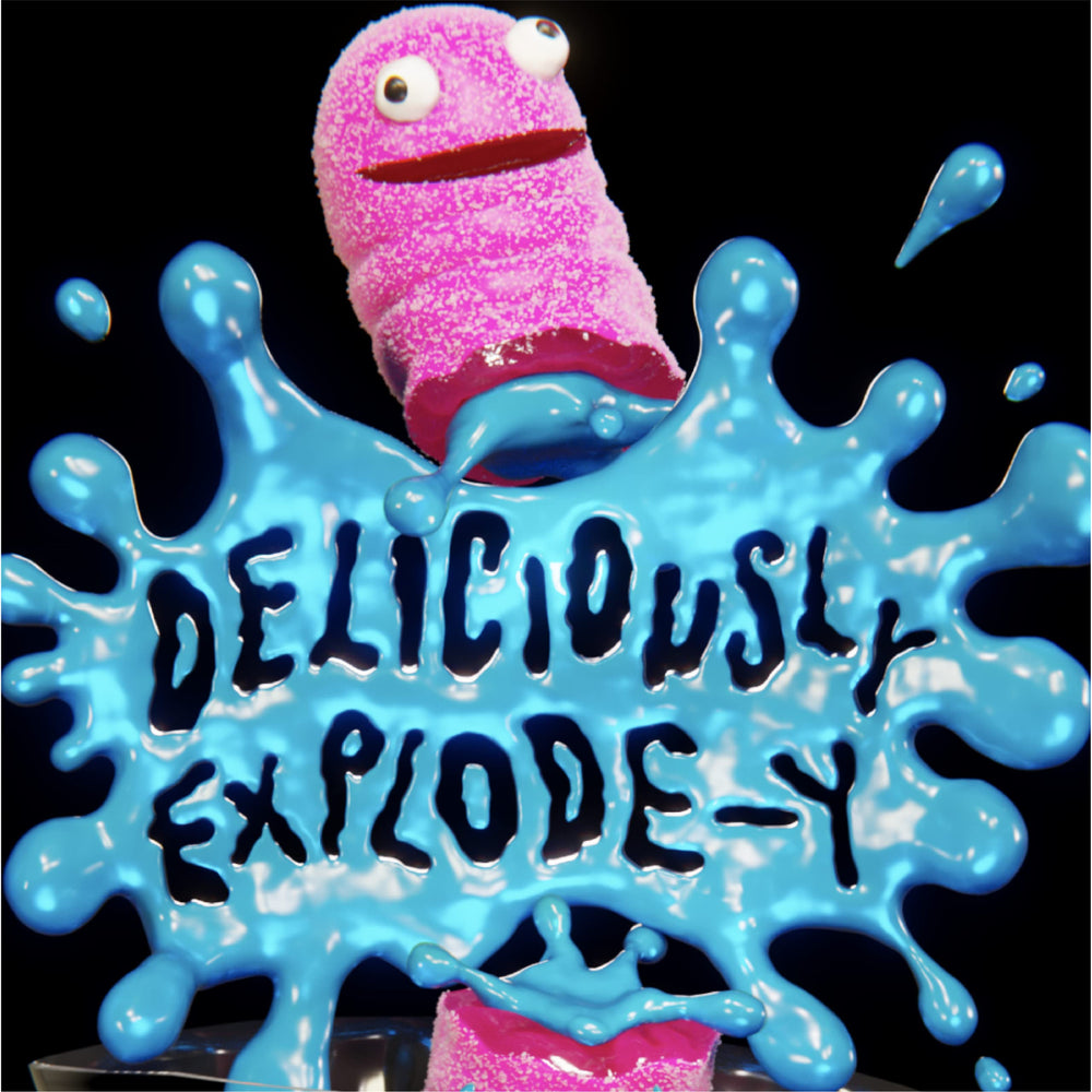 Classic outer sour gummy bursts to reveal fruity liquid center, Trolli.
