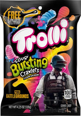Two-texture Trolli candy with sour shell and juicy center for extra fun.