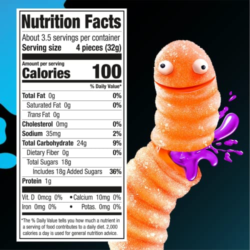 Close-up of a Trolli bursting worm showing gooey center, perfect for tangy flavor bursts.