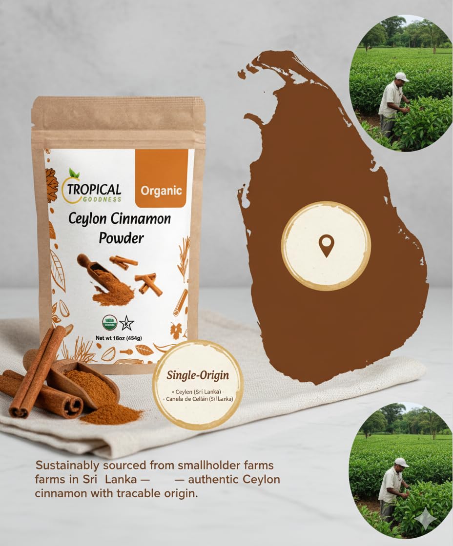Tropical Goodness Ceylon Cinnamon powder close-up aroma ideal for beverages