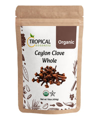 Tropical Goodness whole organic cloves in a jar enhancing everyday cooking.