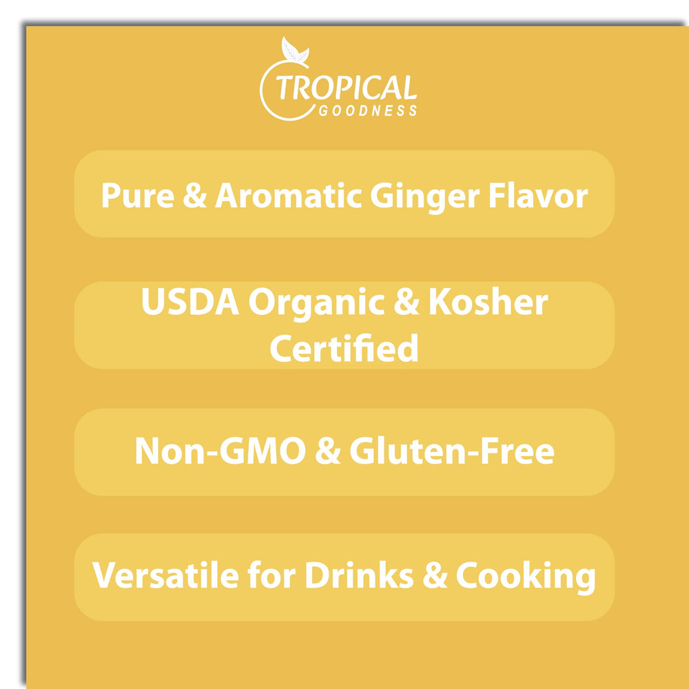 Tropical Goodness Organic Ginger Powder ready to enrich smoothies and curries