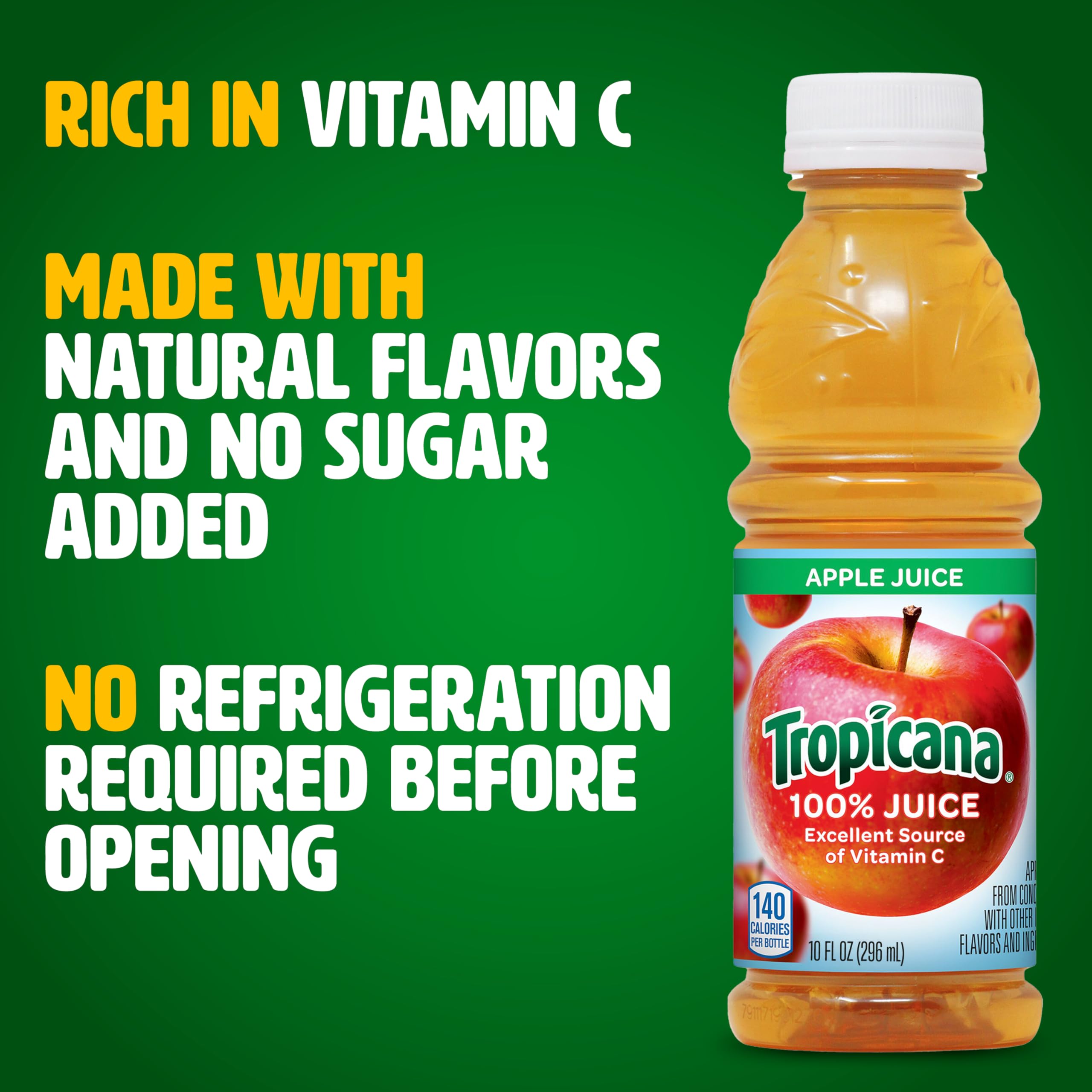 Tropicana Apple Juice 10oz bottle in lunchbox, ideal for school meals