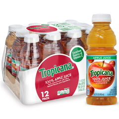 Tropicana 12-bottle pack of Apple Juice ready for family hydration.