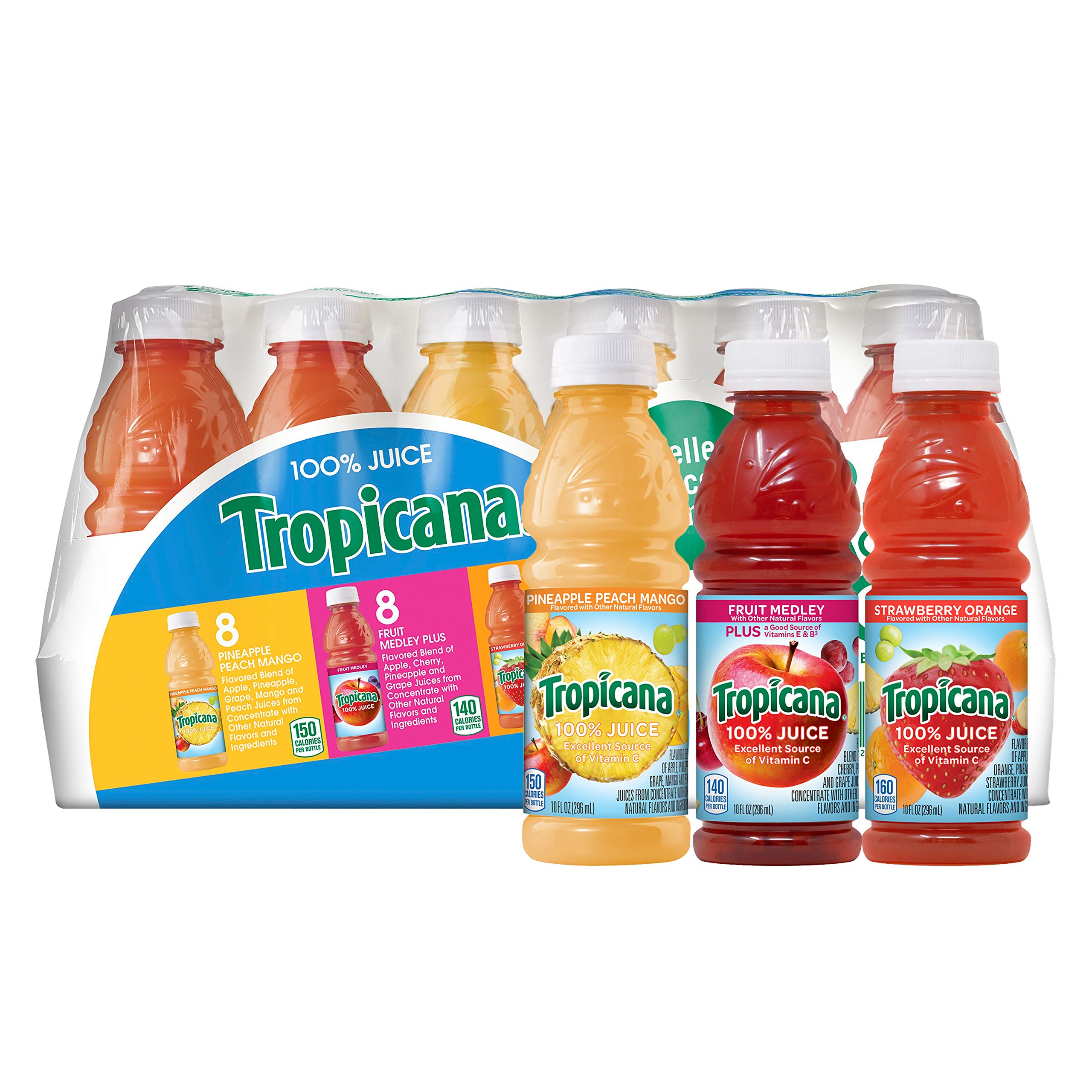 Tropicana 24-pack front view shows convenient family-sized juice