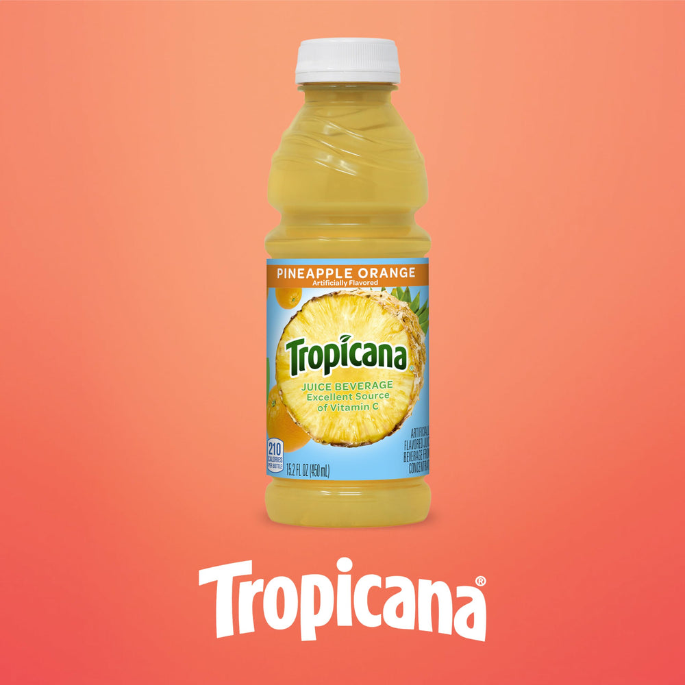 Tropicana Pineapple Orange Juice Drink 12-pack box, great value for families.