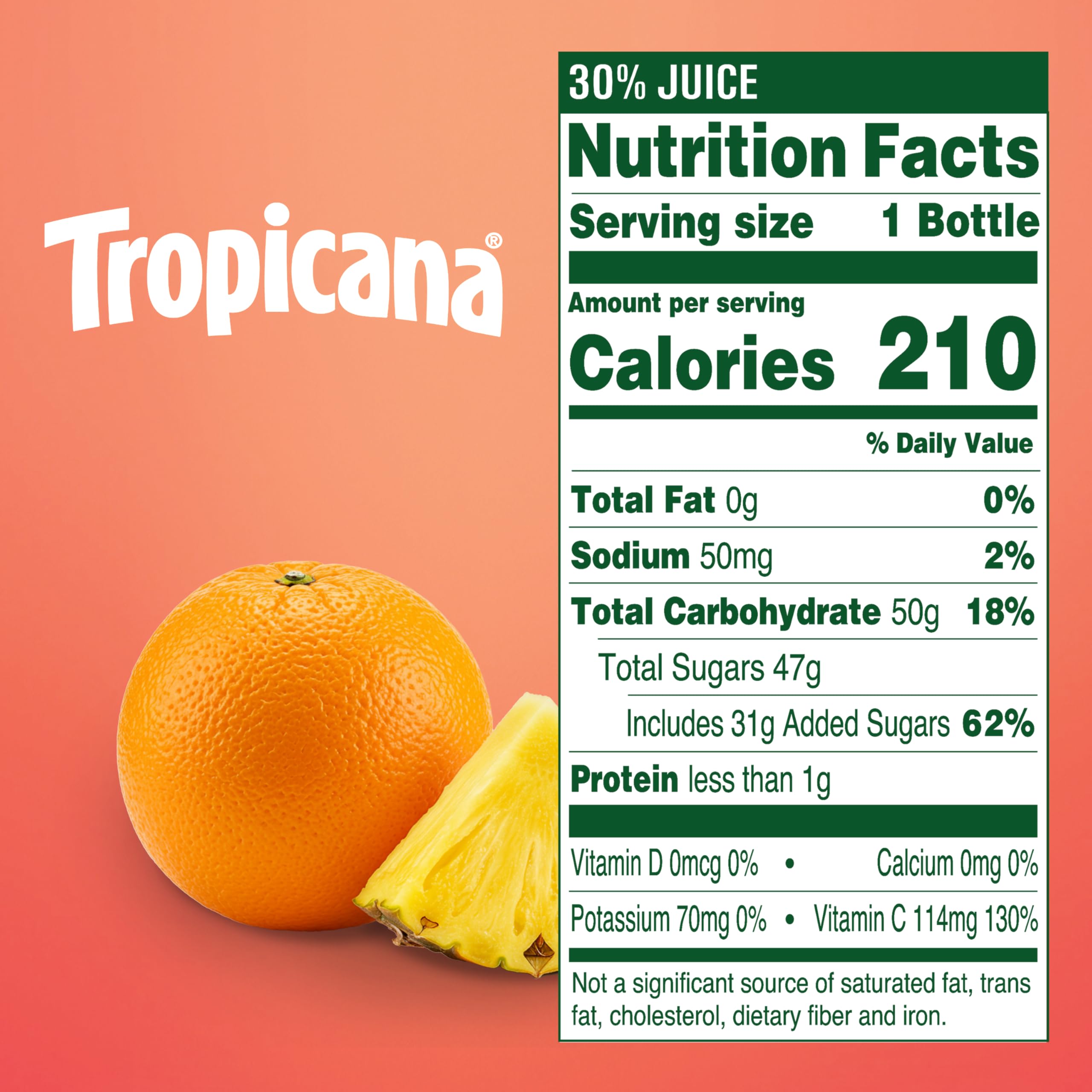 Tropicana Pineapple Orange Juice Drink cold glass serve, perfect for quick hydration.
