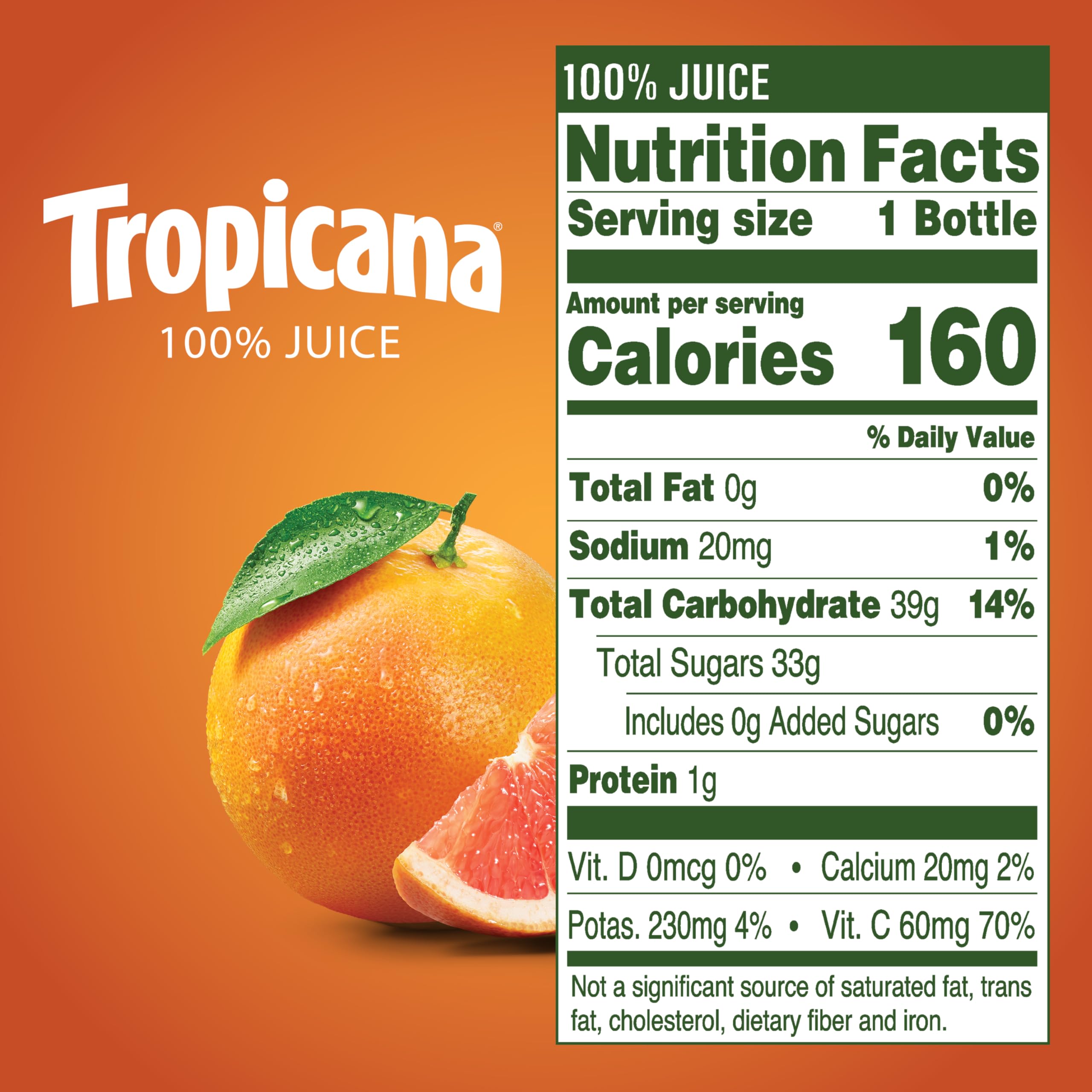 Tropicana Ruby Red Grapefruit Juice 24-pack back view, bulk packaging
