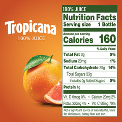 Tropicana Ruby Red Grapefruit Juice 24-pack back view, bulk packaging