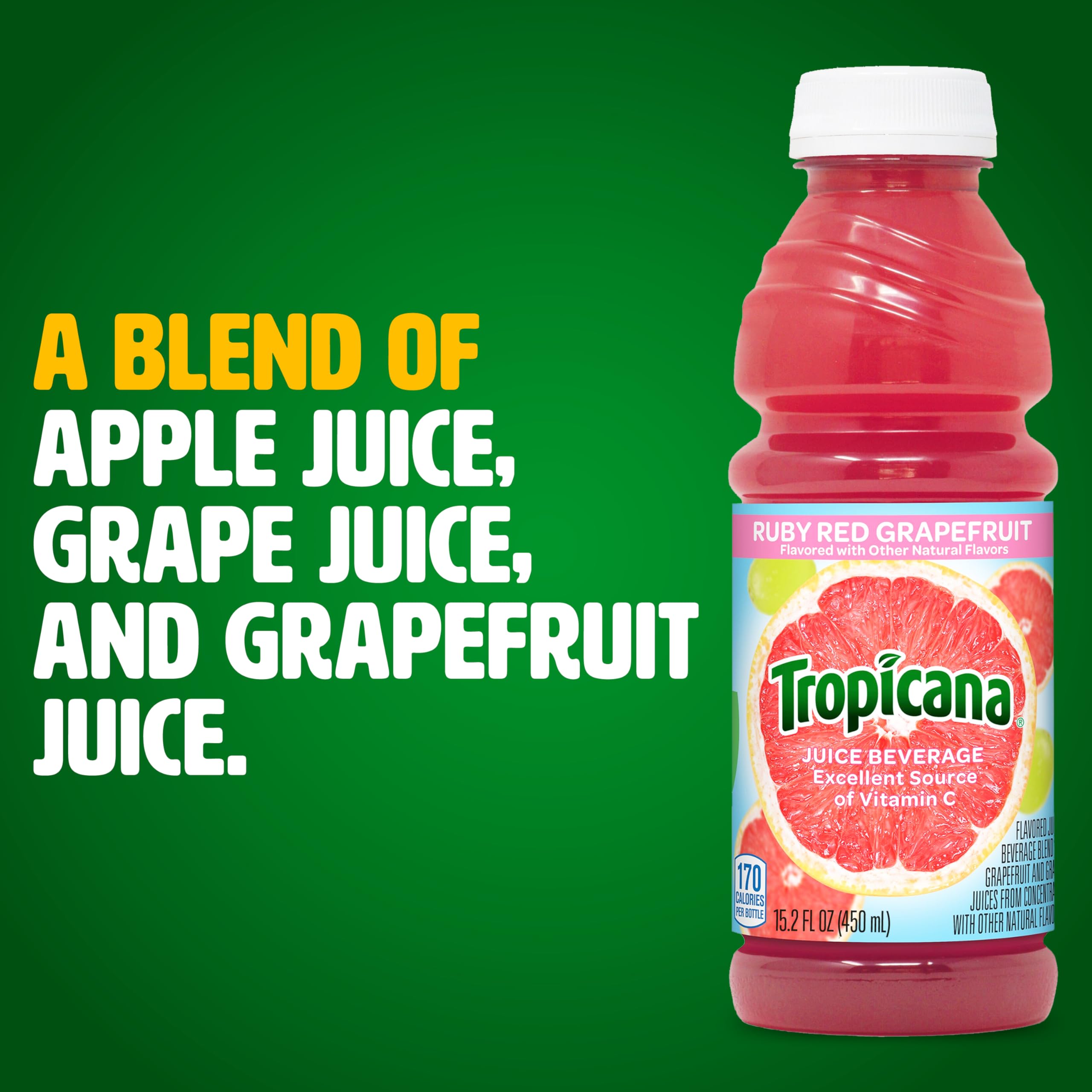 Tropicana Ruby Red juice bottle label emphasizes ruby red flavor and citrus brightness