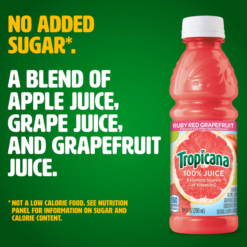 Tropicana Ruby Red Grapefruit Juice being poured into a glass