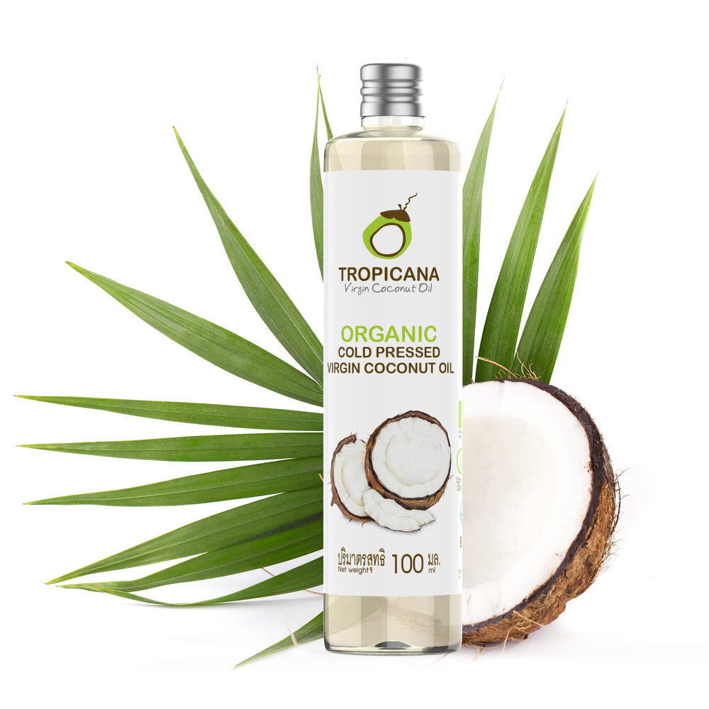 Tropicana Virgin Coconut Oil bottle, premium organic cold-pressed for cooking and skin care.