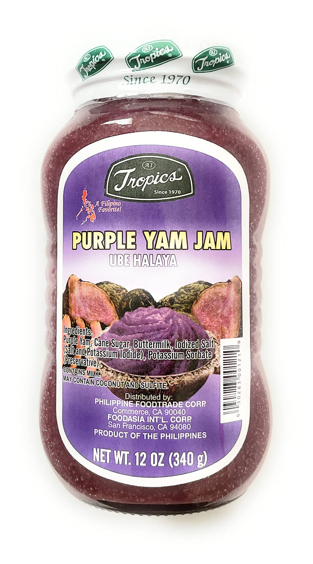 Tropics Ube Halaya jar, creamy purple yam spread, ideal as a dessert topping