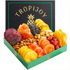 TropiJoy dried fruit basket with 11 flavors, ideal for Ramadan gifting.