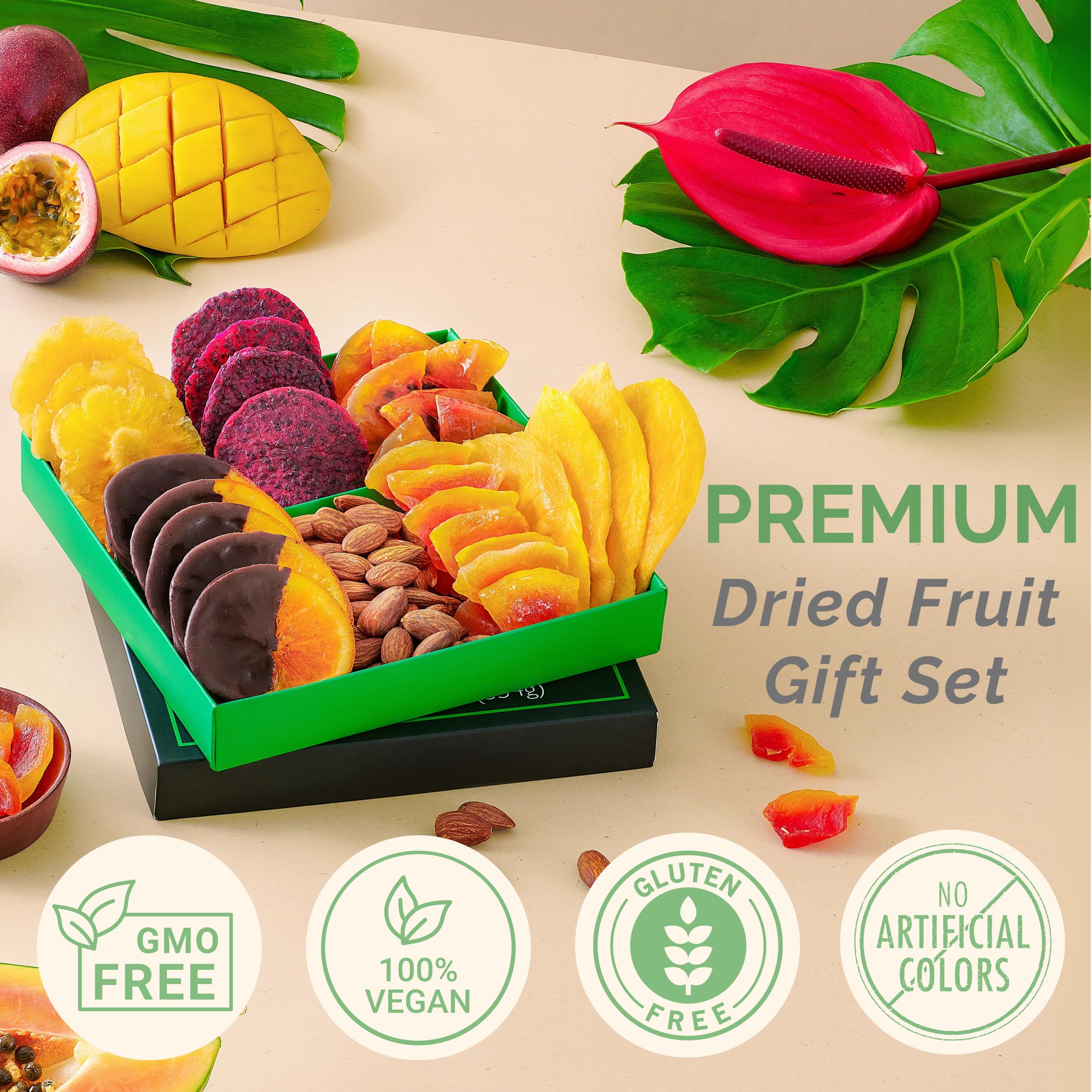 TropiJoy colorful papaya chunks brighten the gift with tropical flavor