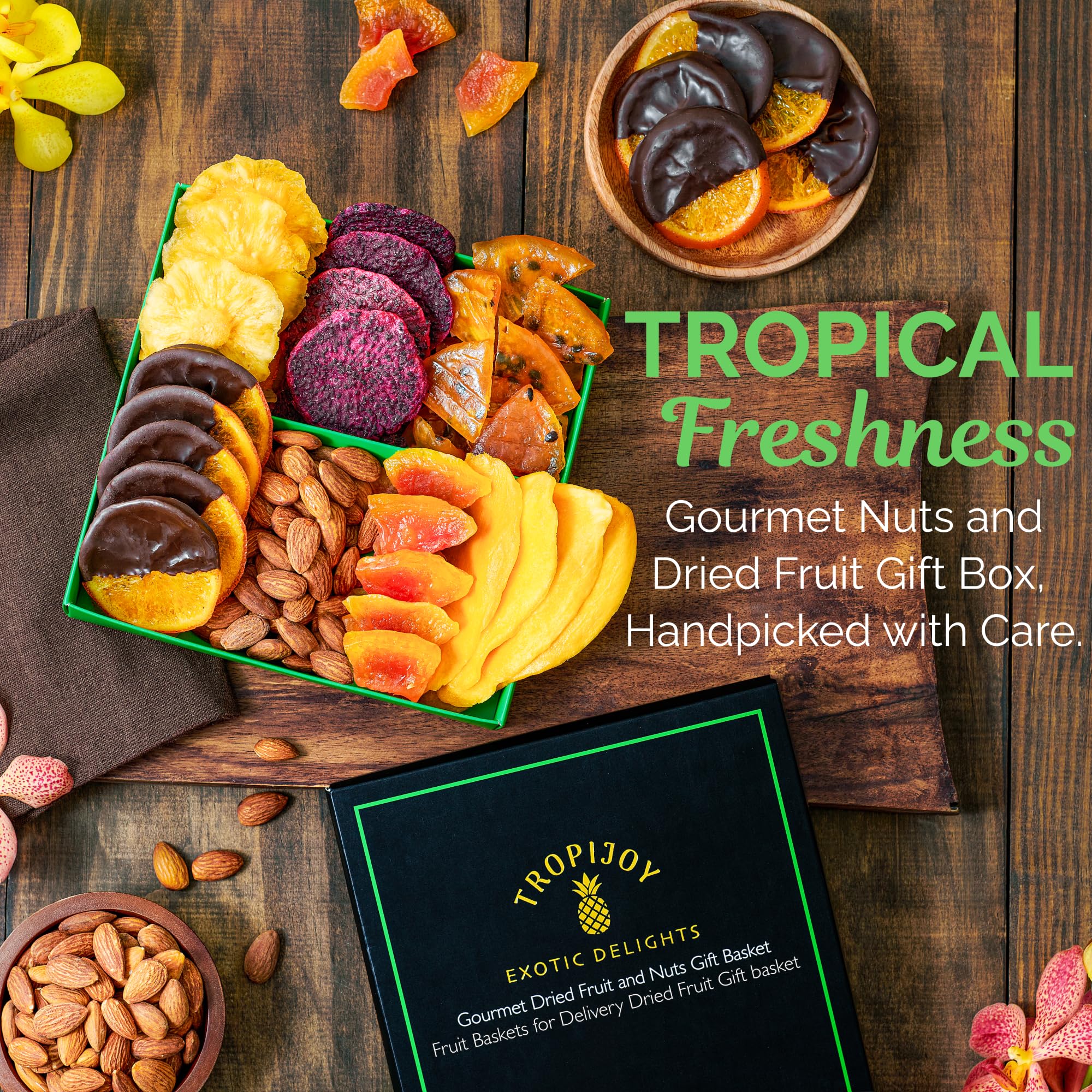 TropiJoy orange-dipped chocolate bites enhance the gourmet experience