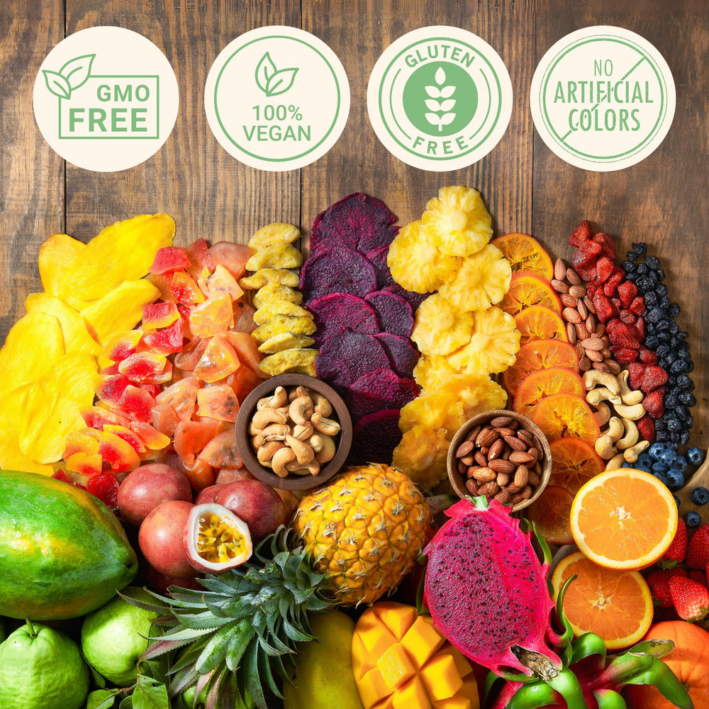 TropiJoy colorful dried fruit and nuts tray for sharing.