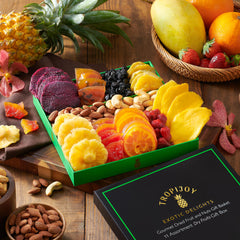 TropiJoy hand-packed fruit basket crafted with care.