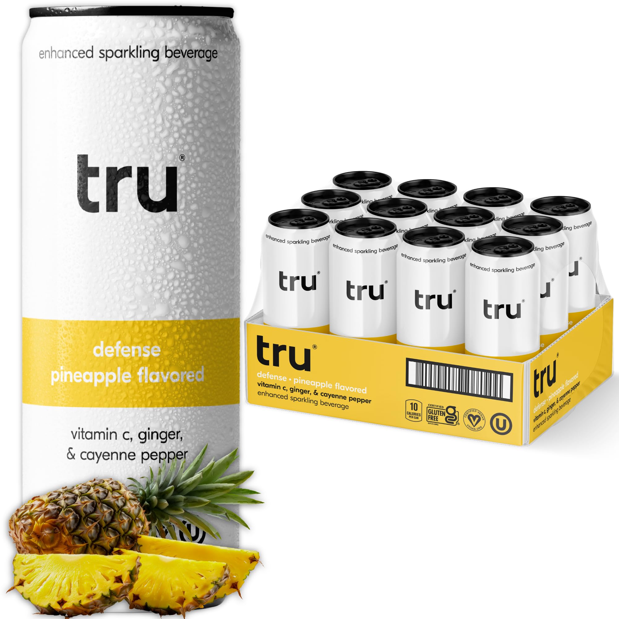 Tru Defense Seltzer can with pineapple juice and vitamin C boost