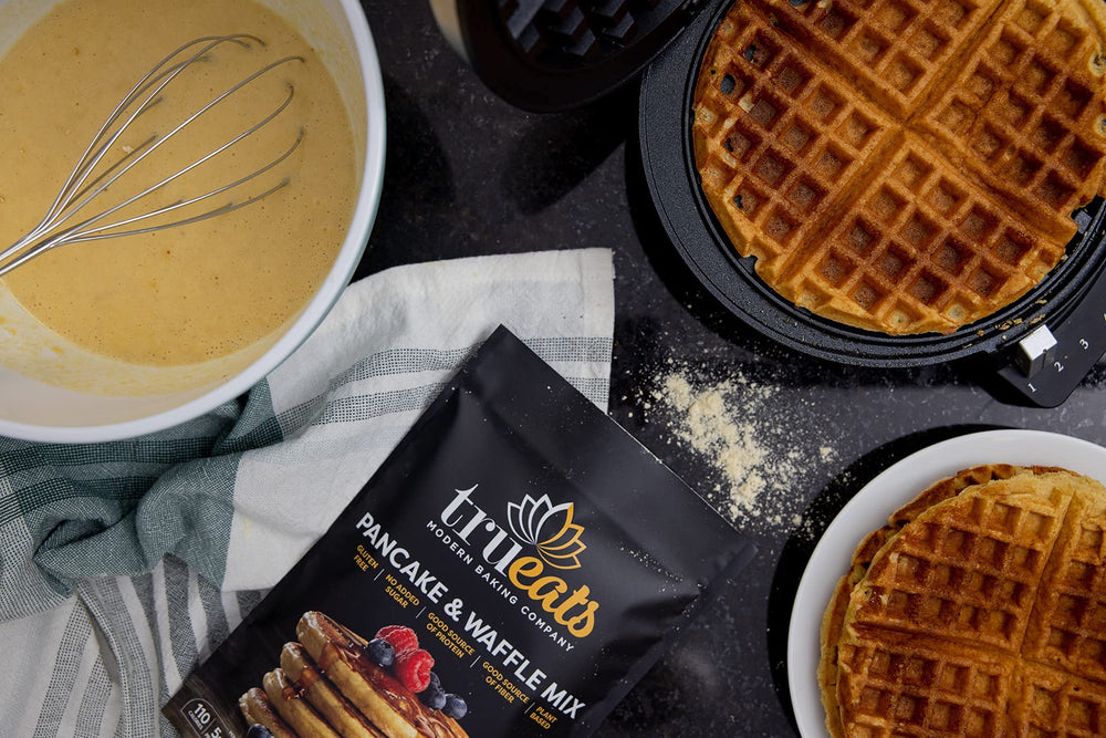 Wholesome breakfast bowls with pancakes or waffles using TruEats mix