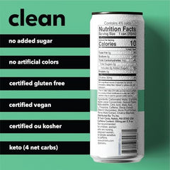 Canned Tru Focus Seltzer with green tea extract offers a refreshing energy boost.