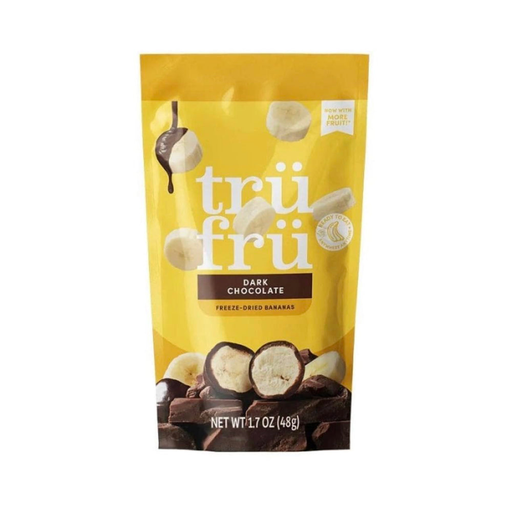 Tru Fru Freeze-Dried Bananas in Dark Chocolate on-the-go snack with indulgent flavor
