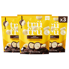 Tru Fru freeze-dried bananas with dark chocolate bites, ideal for on-the-go energy