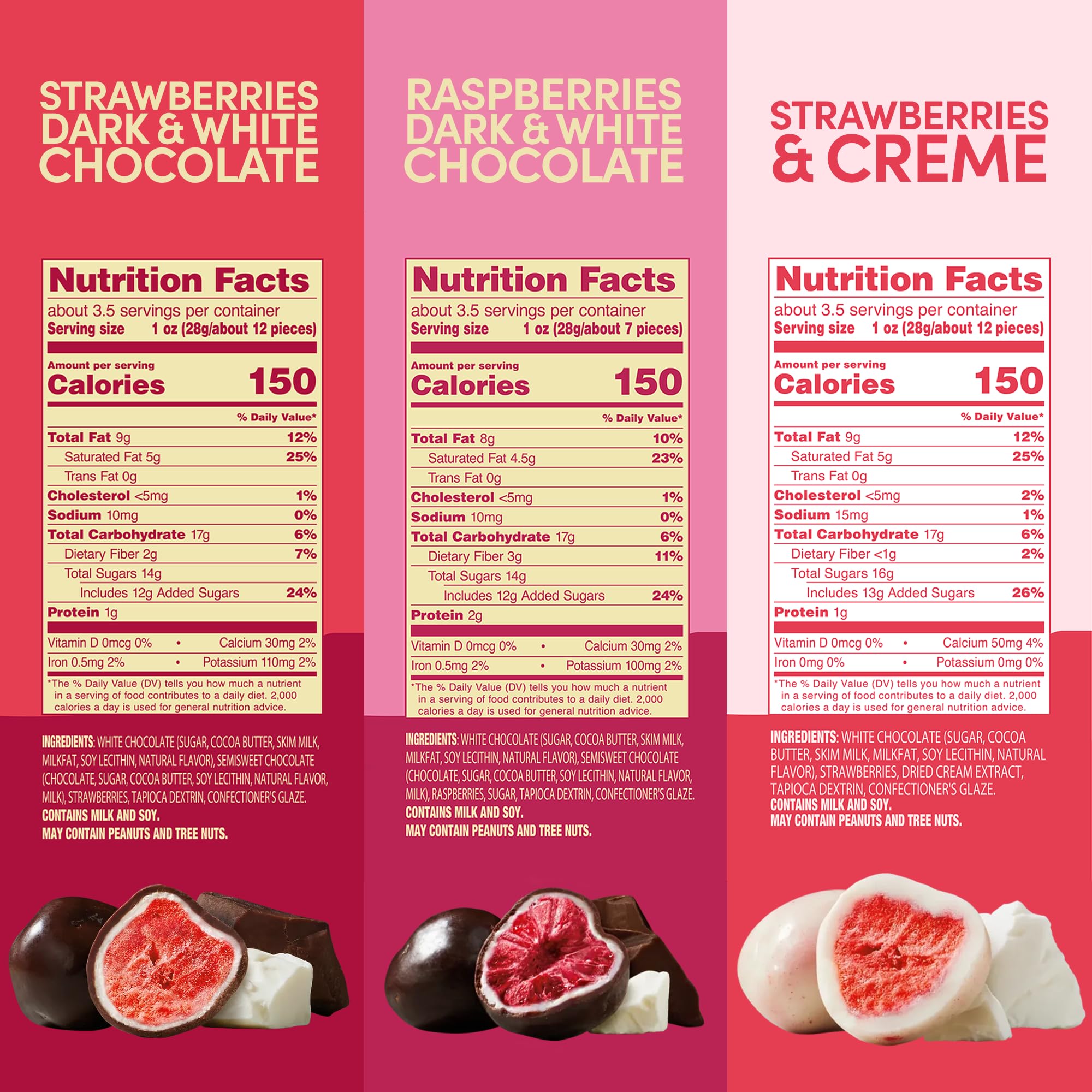 Tru Fru raspberries and strawberries in dark chocolate bite