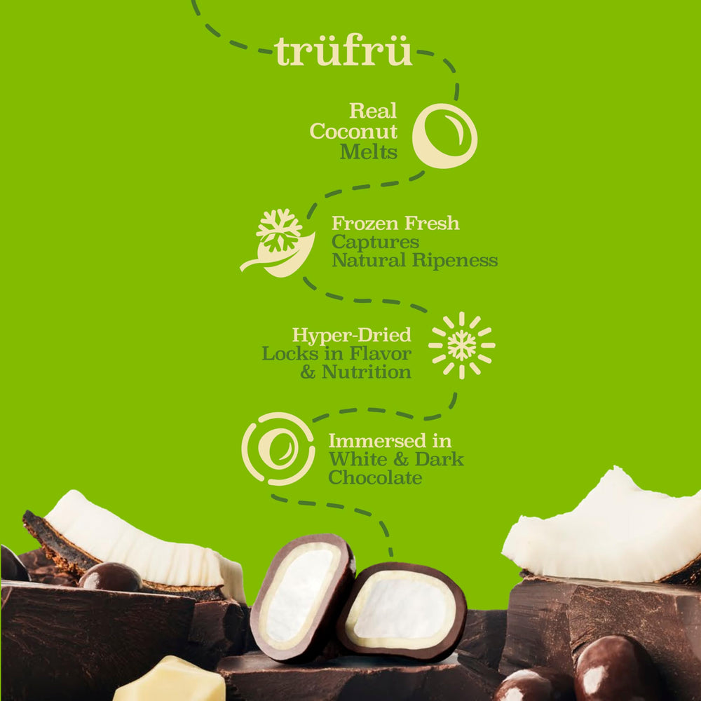 Tru Fru Real Coconut Melts packaged 4.2 oz snack for pantry or gifting.