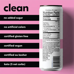 12-pack Tru Glow Seltzer on display highlights gluten-free vegan status.