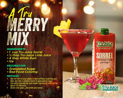 Tru Juice Sorrel-Ginger pour, a versatile flavor for cocktails.