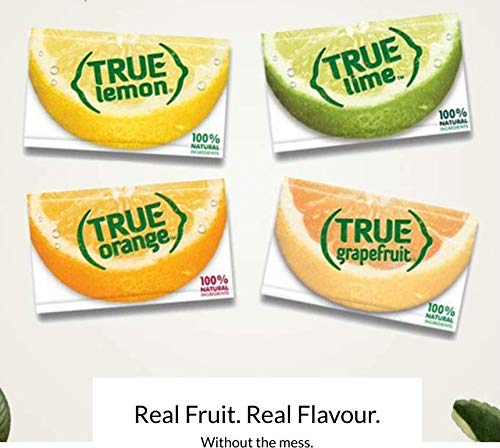 True Citrus Lemon Kit in a glass of water showing easy flavor without calories.