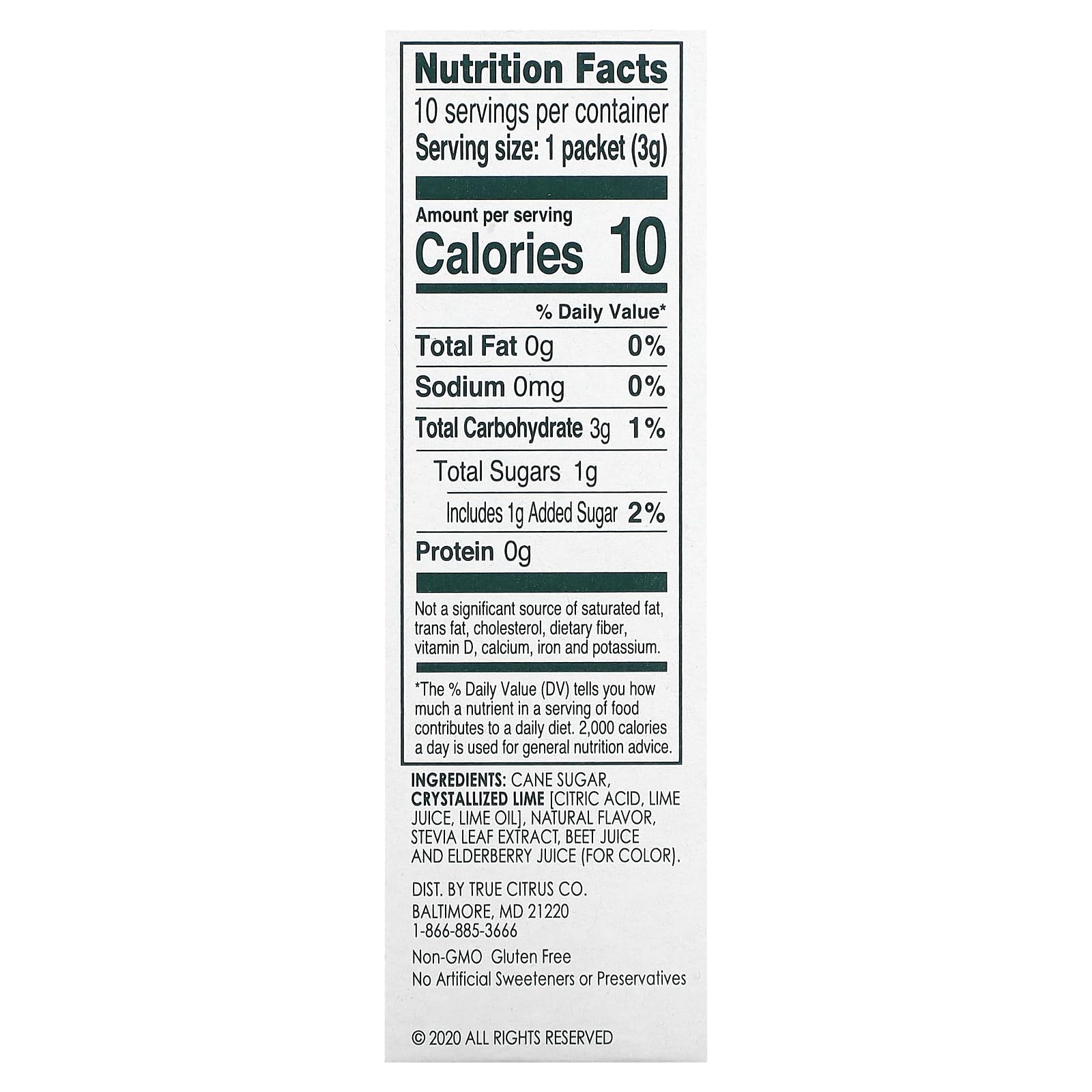 True Citrus Lime Watermelon Aqua Fresca Sticks sachet dissolves into flavor without artificial additives.
