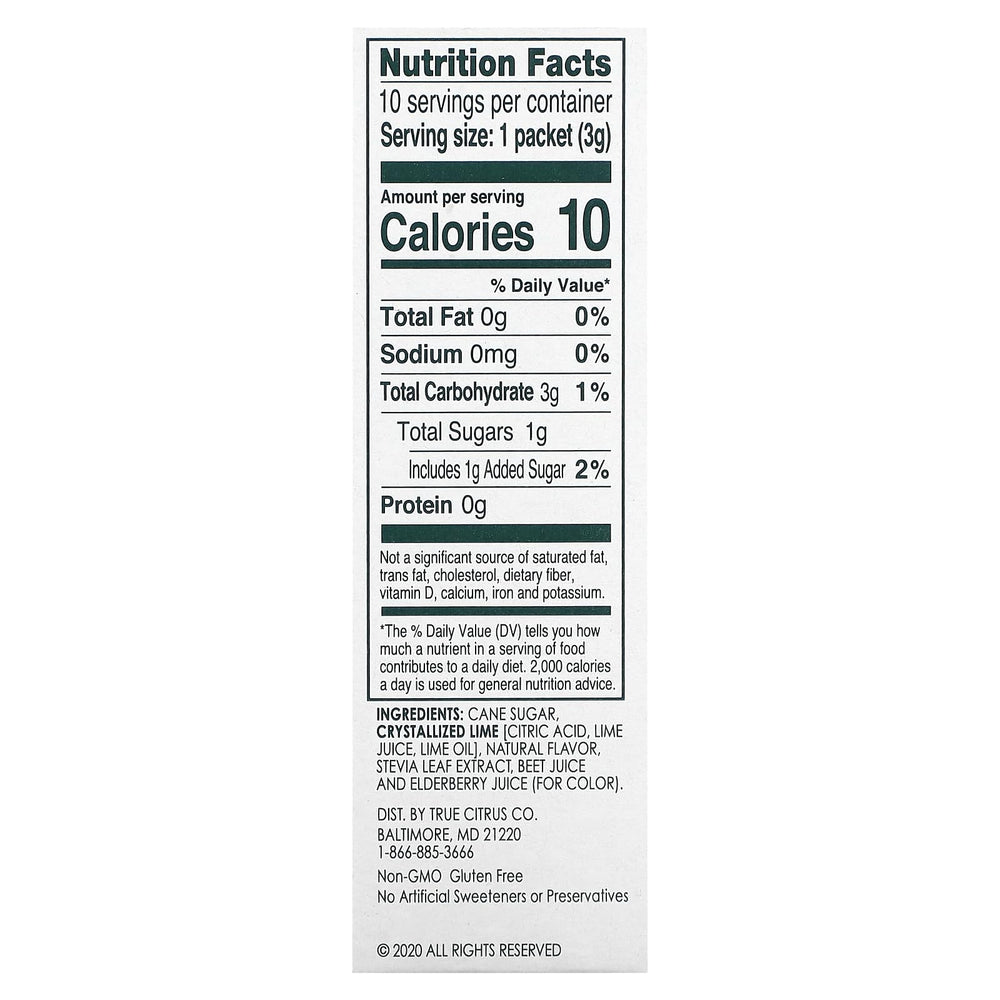 True Citrus Lime Watermelon Aqua Fresca Sticks sachet dissolves into flavor without artificial additives.