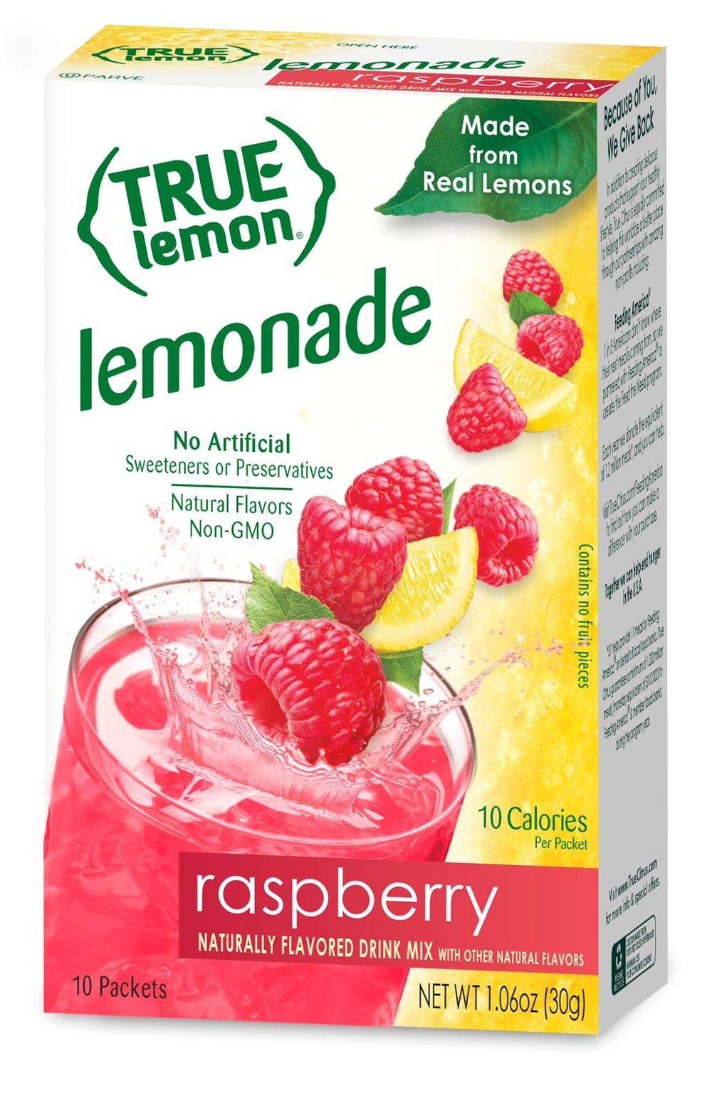 Close-up of a True Lemon Raspberry Lemonade stick ready to drop into water.