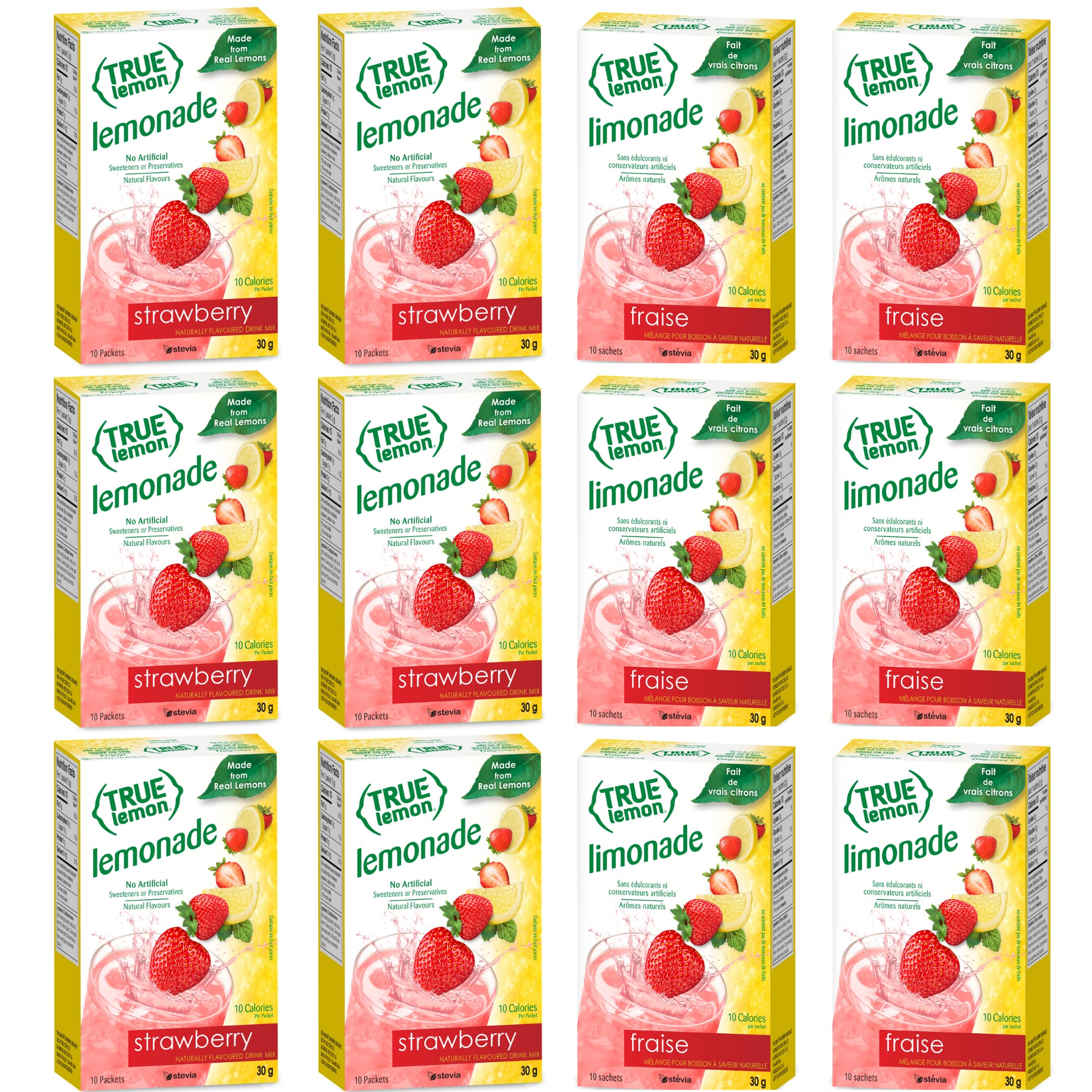 True Lemon Strawberry Lemonade drink mix for 16 oz water delivers refreshing hydration.