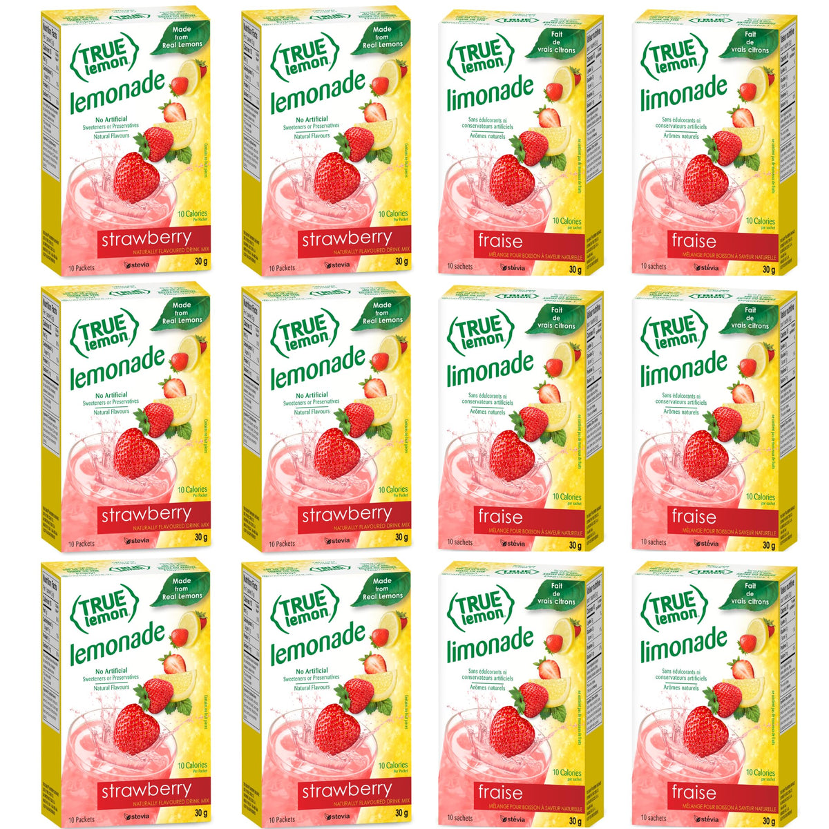 True Lemon Strawberry Lemonade drink mix for 16 oz water delivers refreshing hydration.