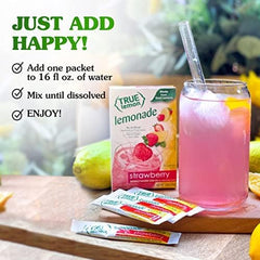 True Lemon Strawberry Lemonade with no-artificial-sweeteners option and natural stevia.