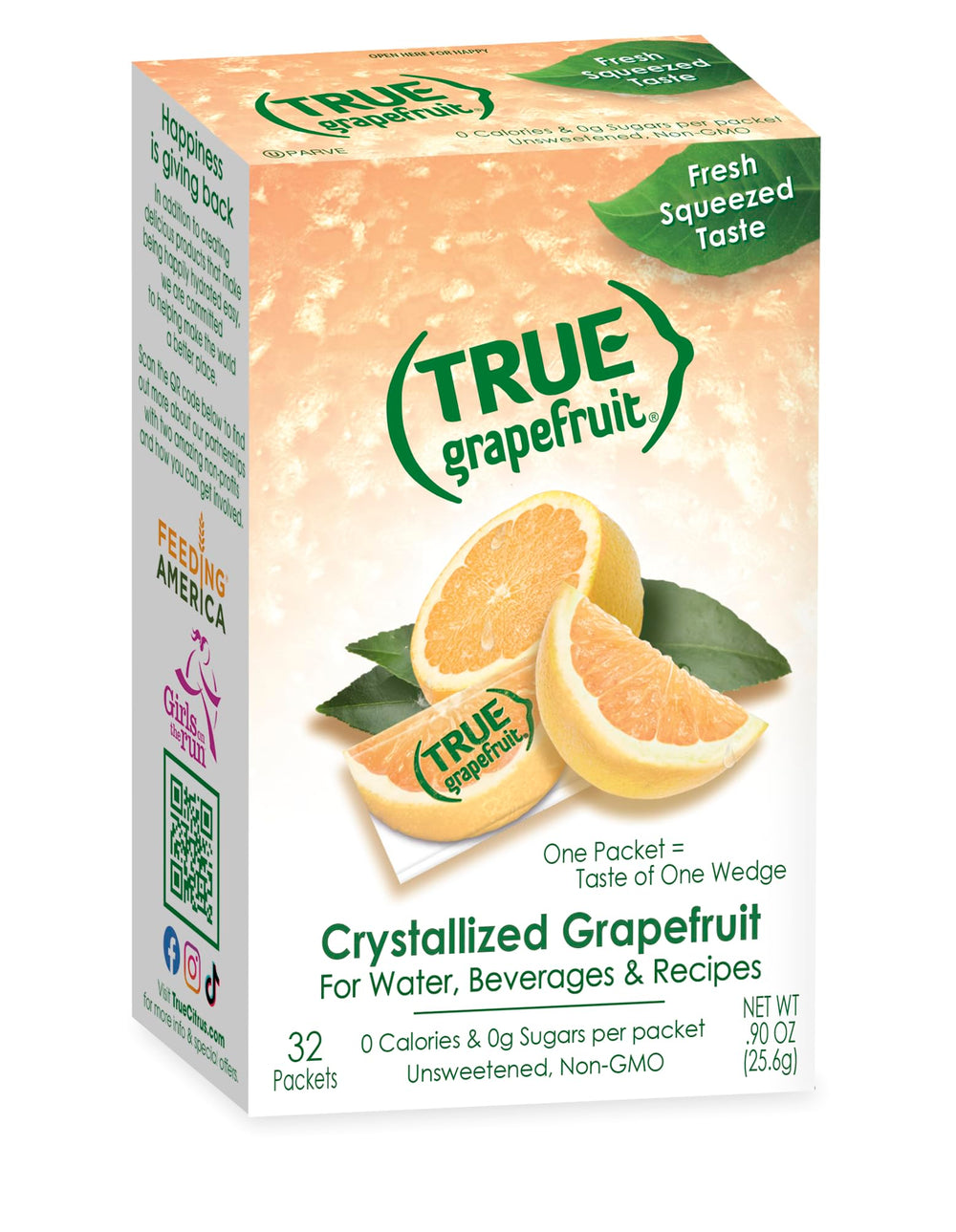 True Grapefruit powder packet pouring flavor into water for zero-calorie refreshment