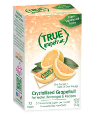 True Grapefruit powder packet pouring flavor into water for zero-calorie refreshment