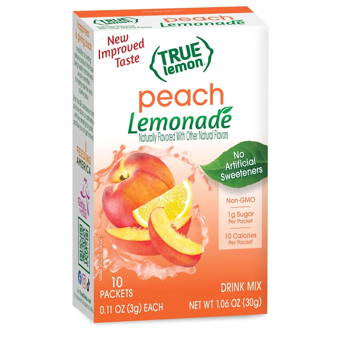 True Citrus True Lemon Peach Lemonade packet dissolving in water for refreshing hydration.