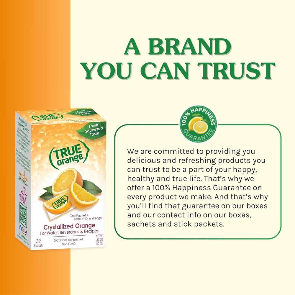 True Citrus True Orange ingredients list highlights non-GMO content.